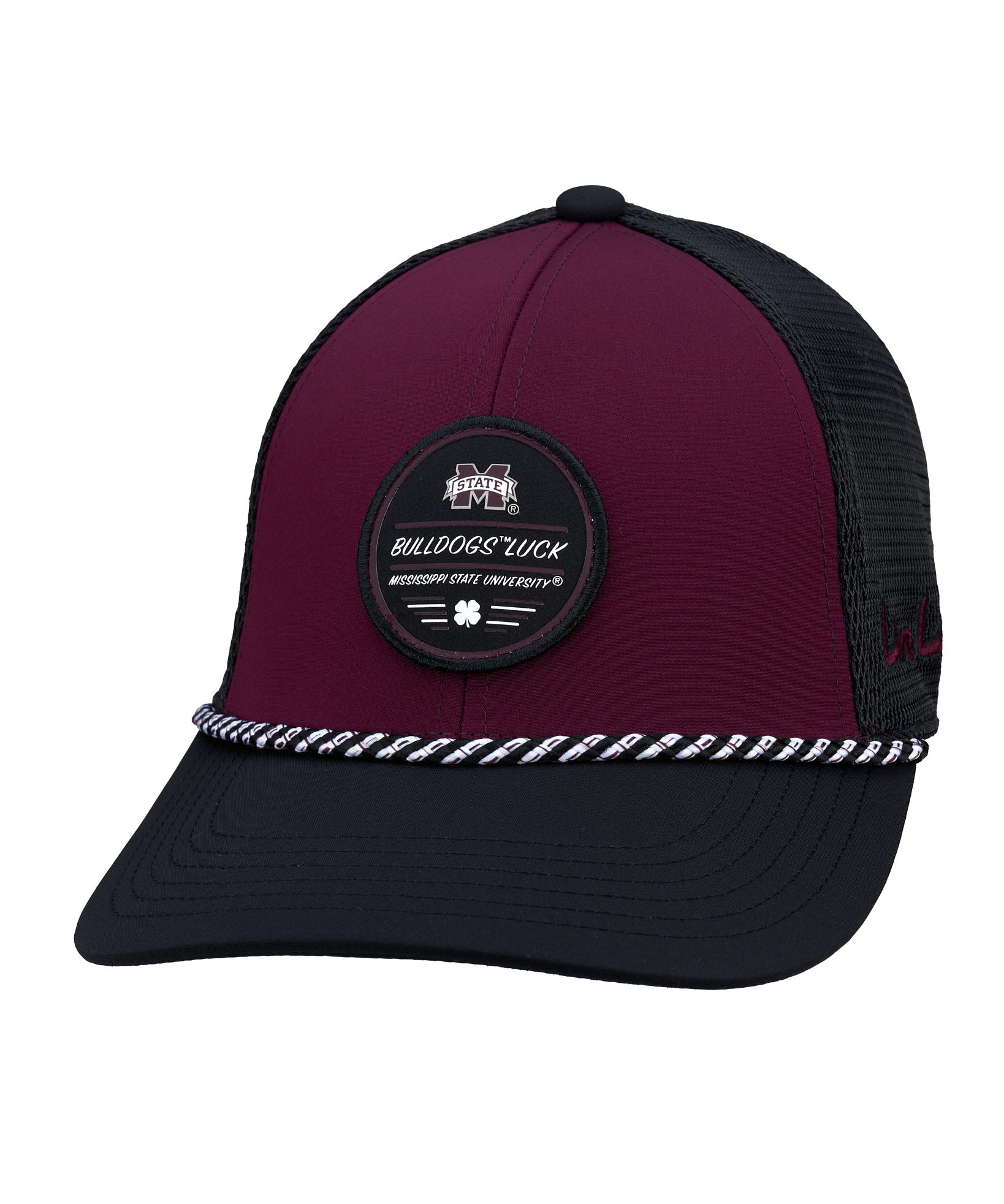 Maroon and black two tone rope hat from Black Clover featuring Mississippi State Bulldogs logo