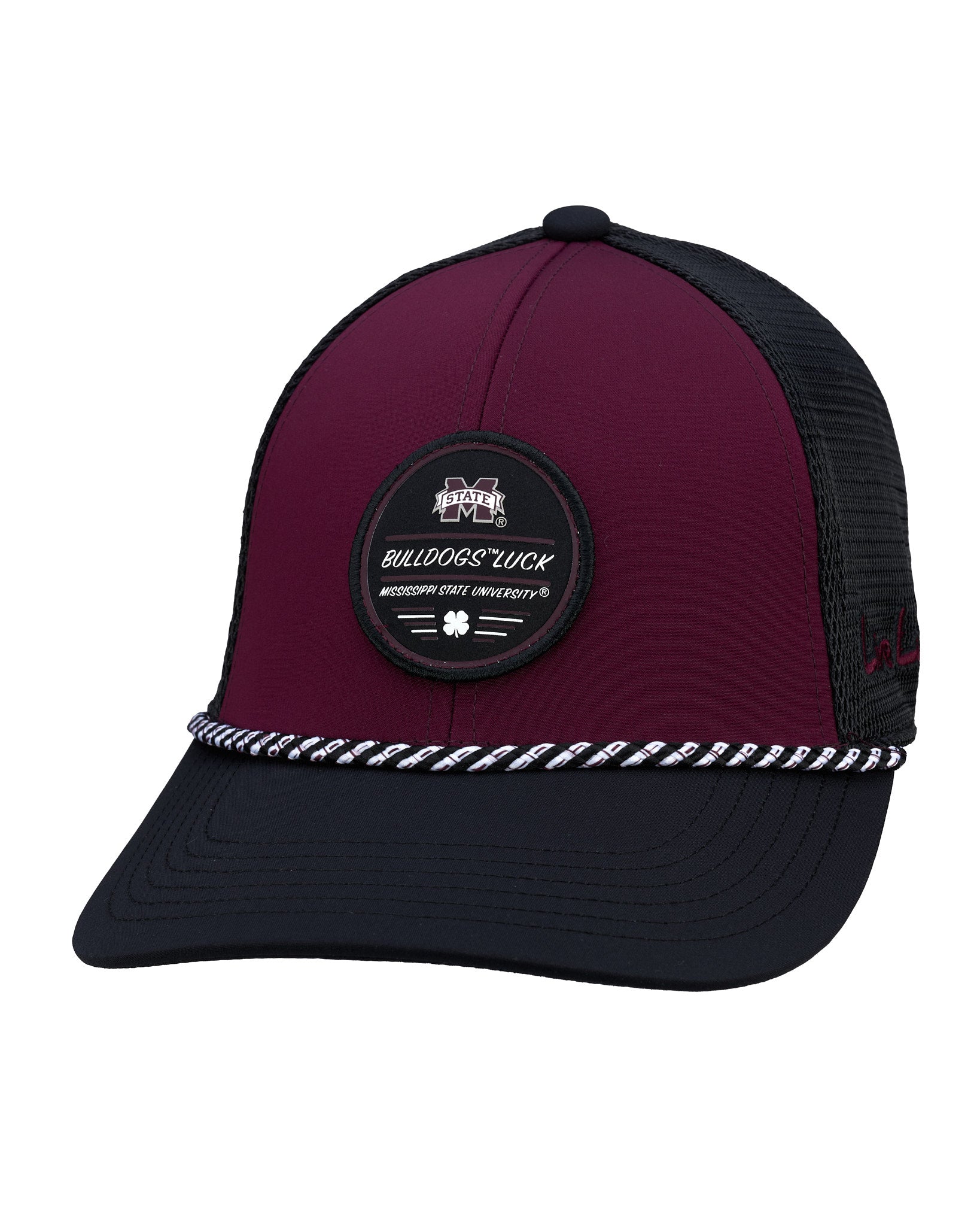 Maroon and black two tone rope hat from Black Clover featuring Mississippi State Bulldogs logo