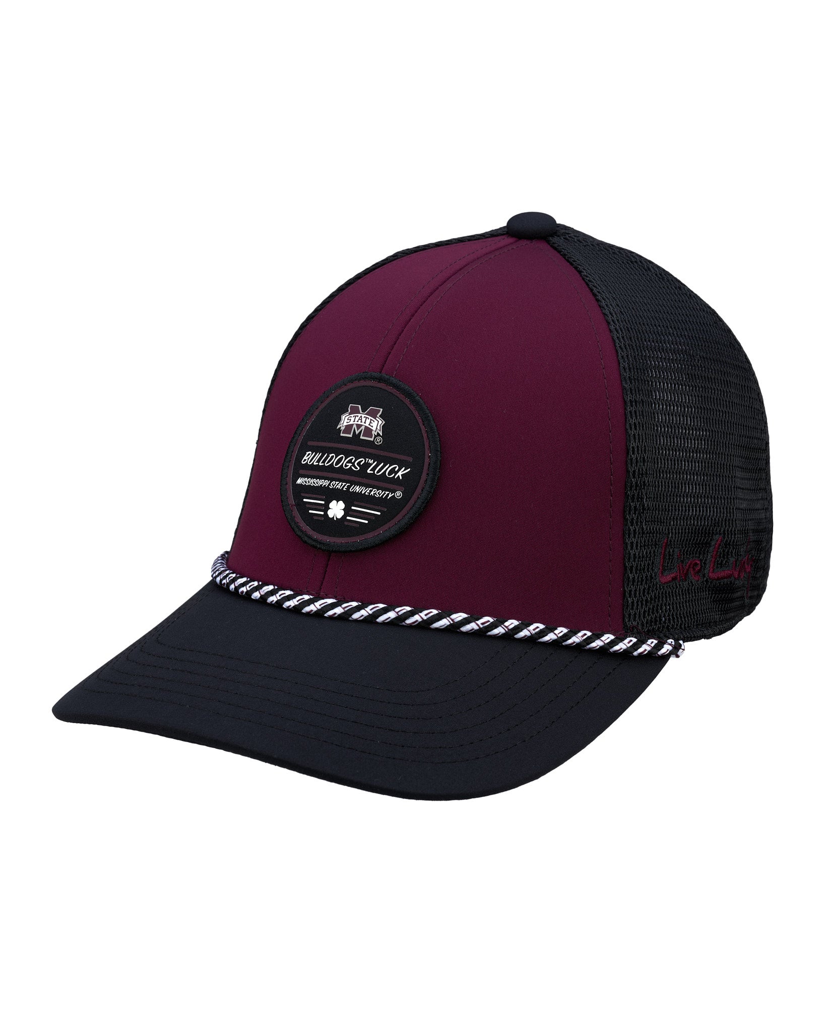 Maroon and black two tone rope hat from Black Clover featuring Mississippi State Bulldogs logo