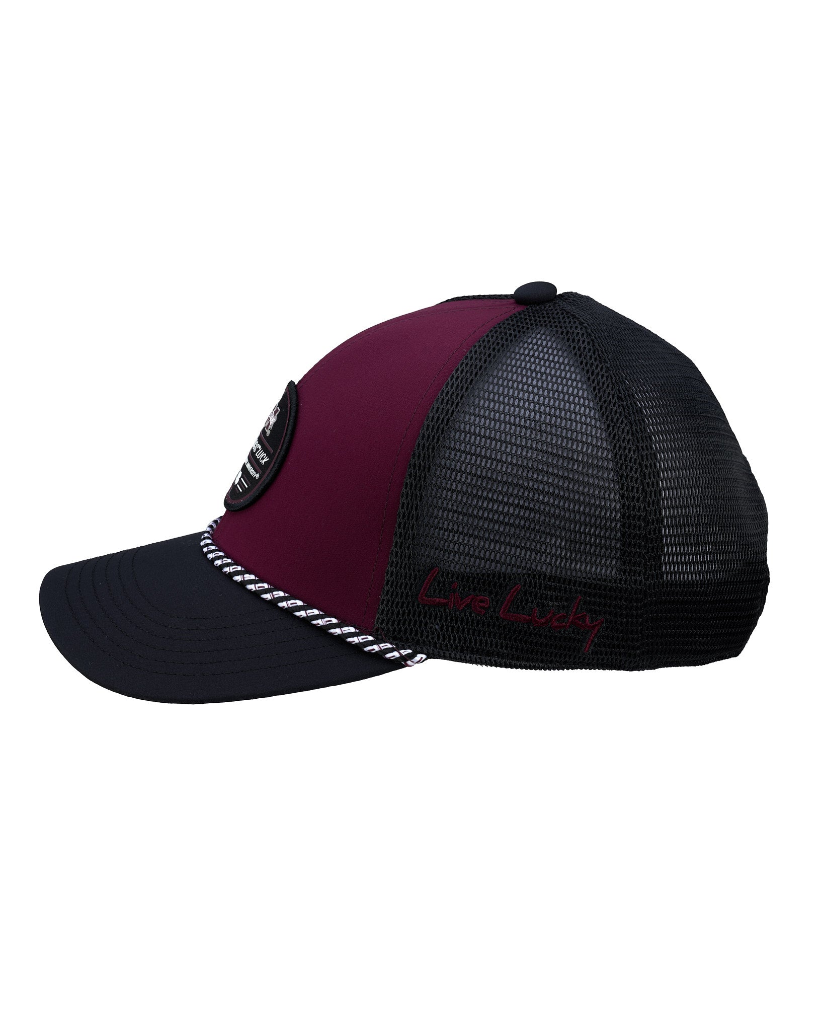 Maroon and black two tone rope hat from Black Clover featuring Mississippi State Bulldogs logo