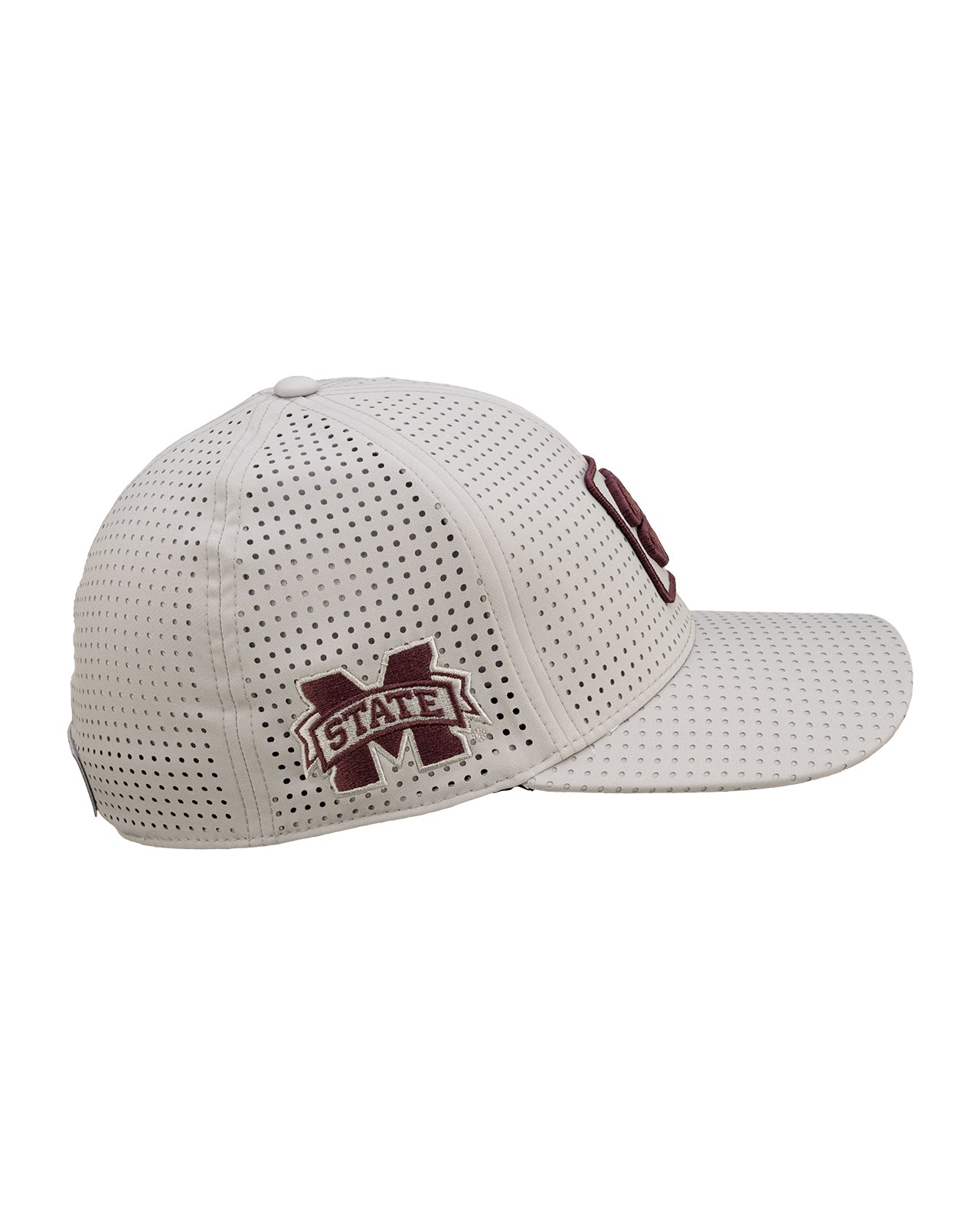 Grey perforated hat from Black Clover featuring Mississippi state logo