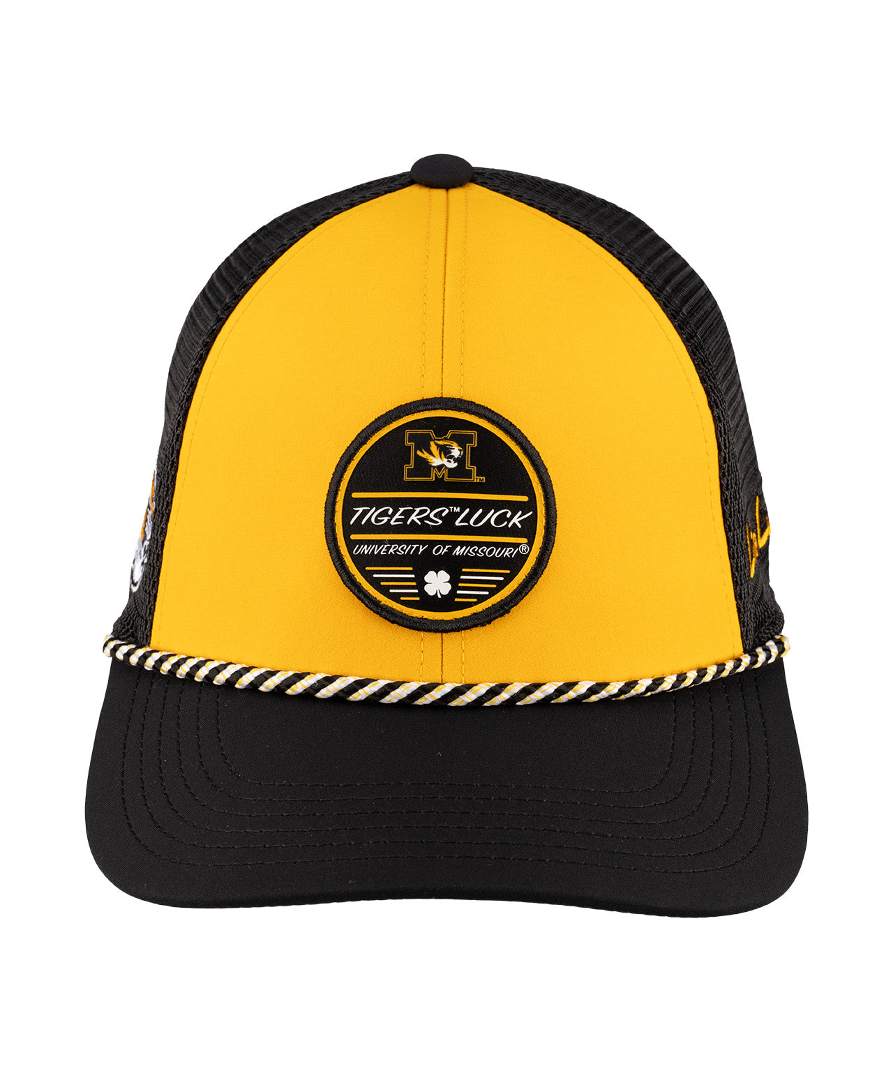 Black and yellow two tone rope hat from Black Clover featuring University of Missouri Tigers Logo