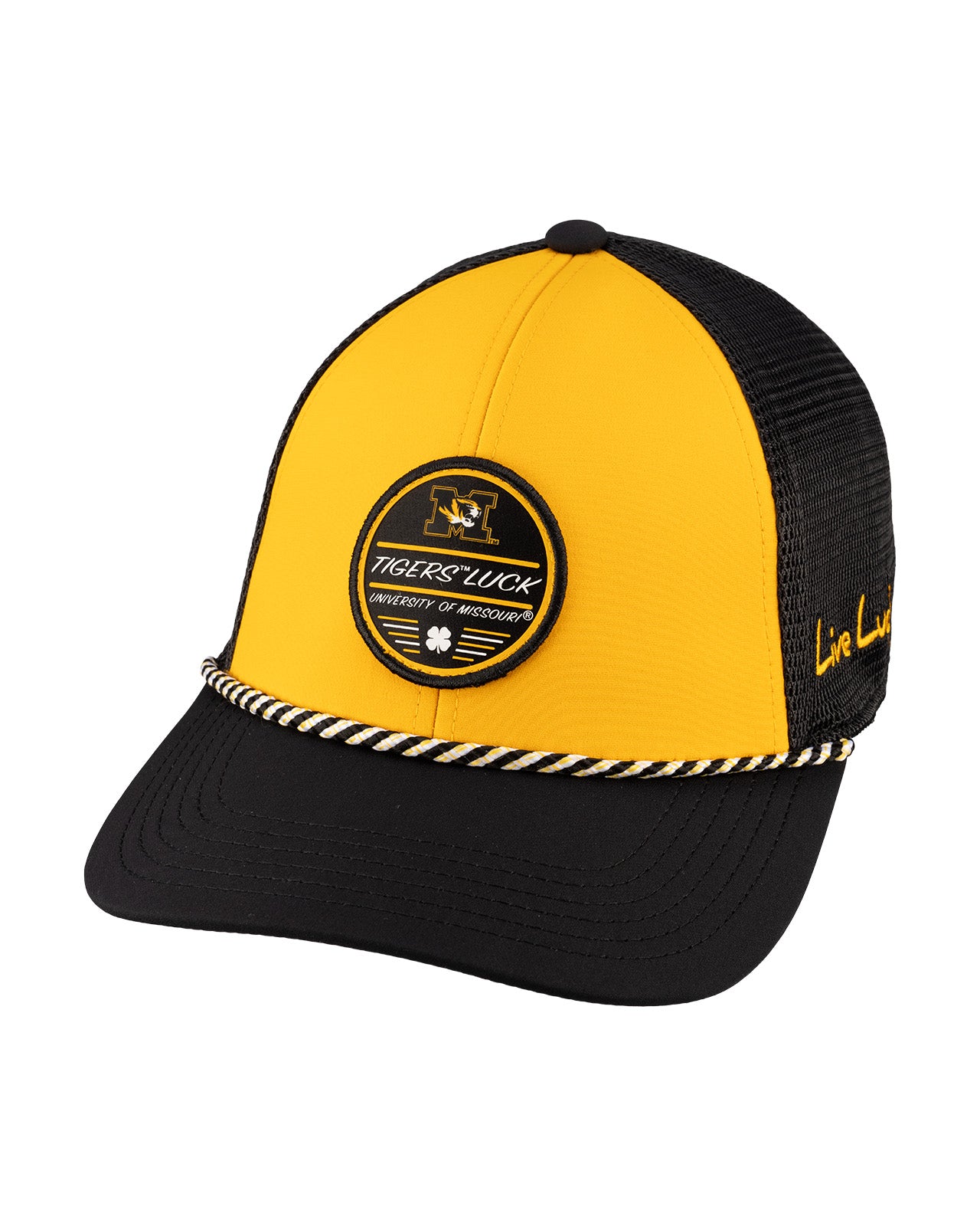 Black and yellow two tone rope hat from Black Clover featuring University of Missouri Tigers Logo