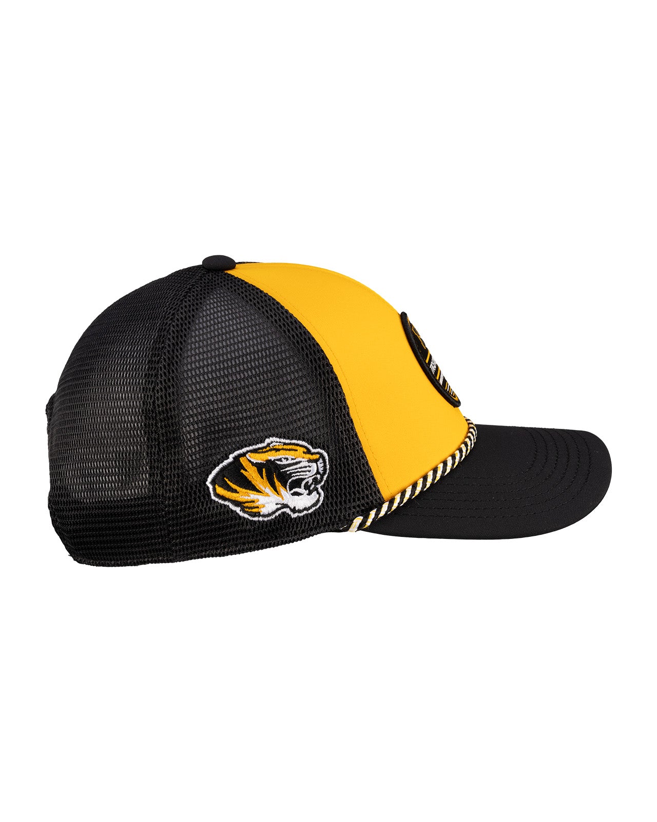 Black and yellow two tone rope hat from Black Clover featuring University of Missouri Tigers Logo