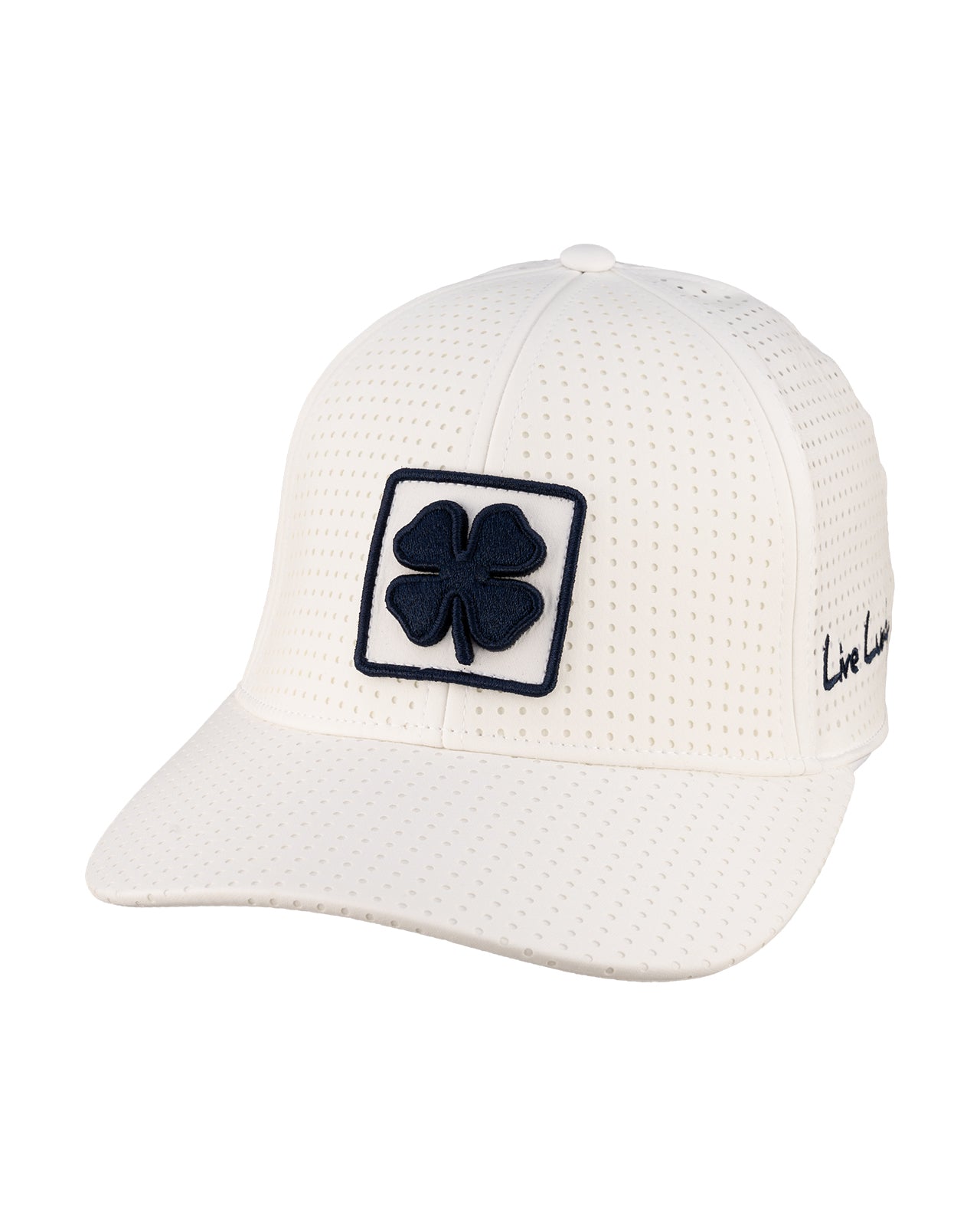 White perforated hat from Black Clover featuring University of Nevada Reno Wolfpack Logo