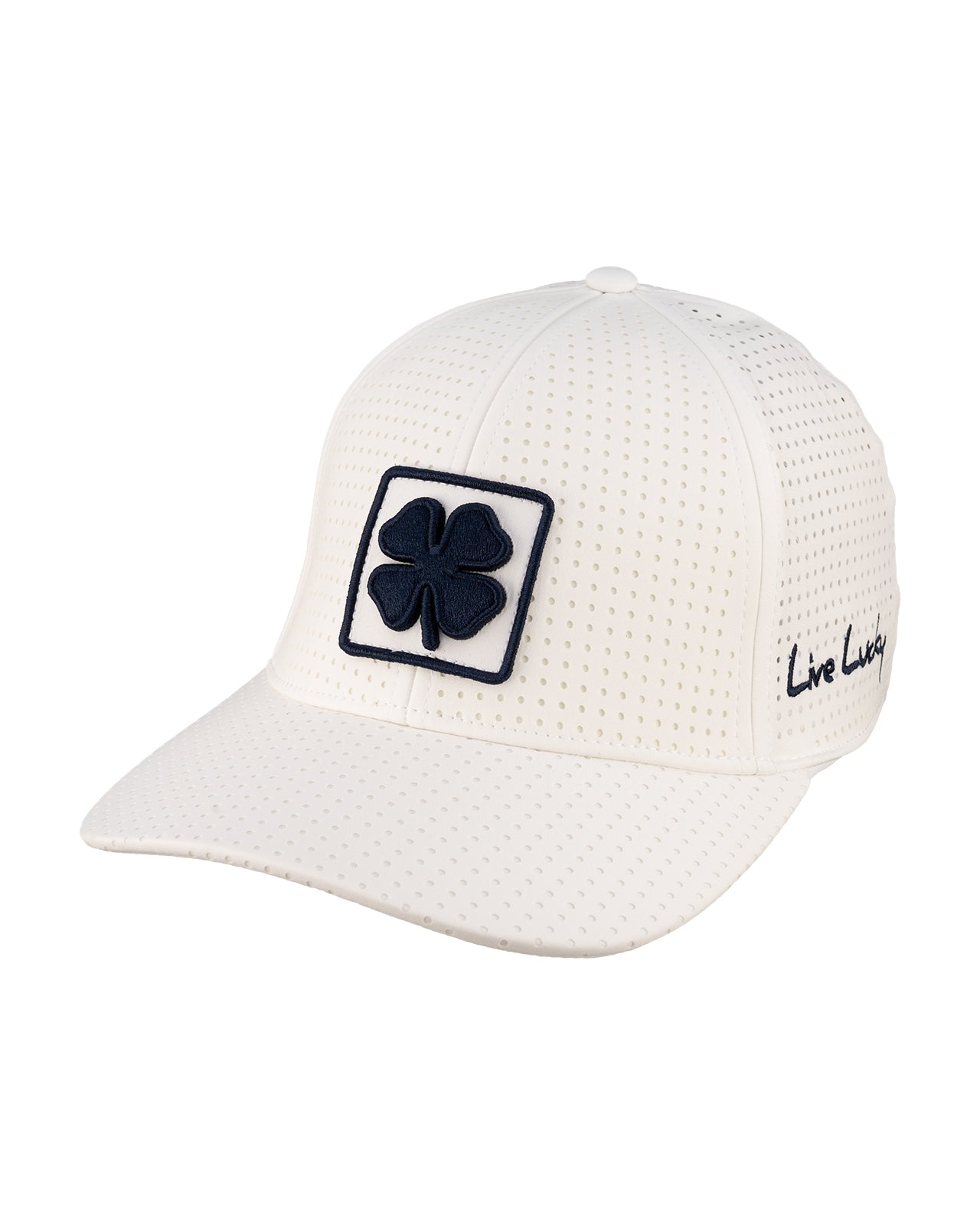 White perforated hat from Black Clover featuring University of Nevada Reno Wolfpack Logo