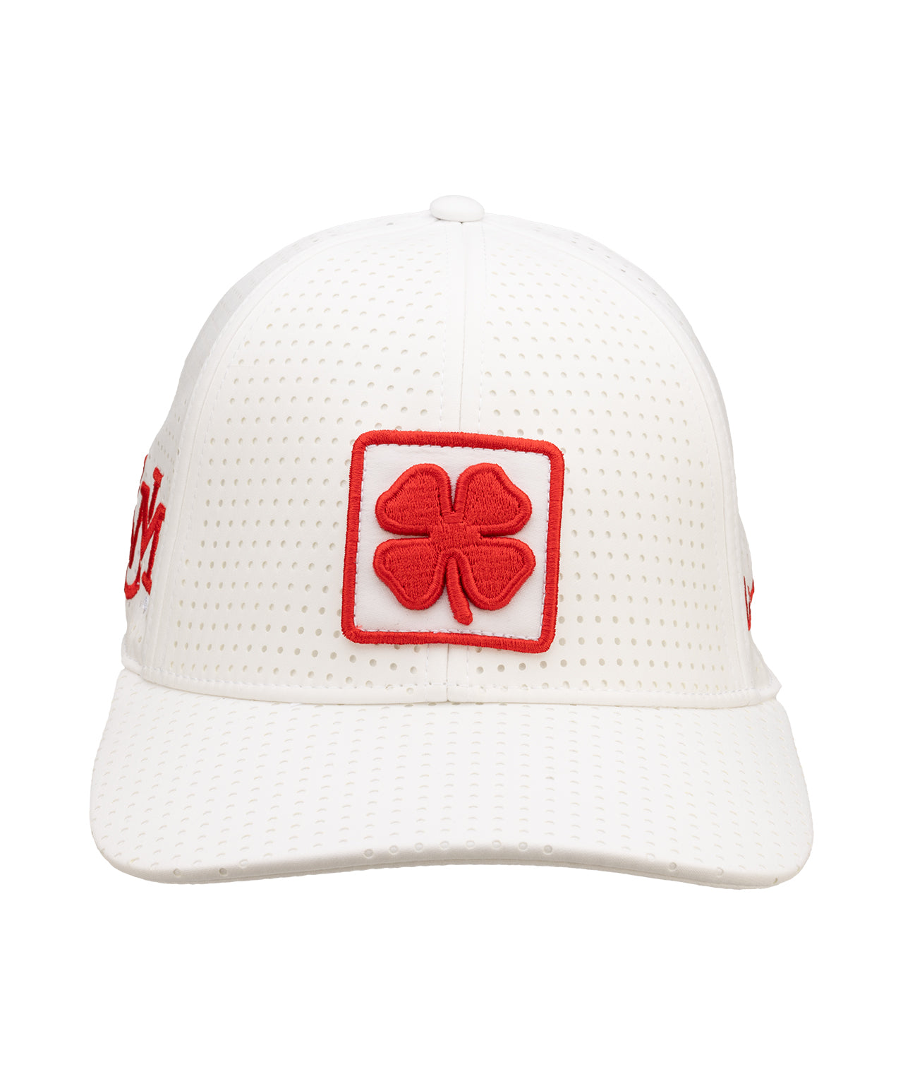 White perforated hat from Black Clover featuring New Mexico Lobos logo