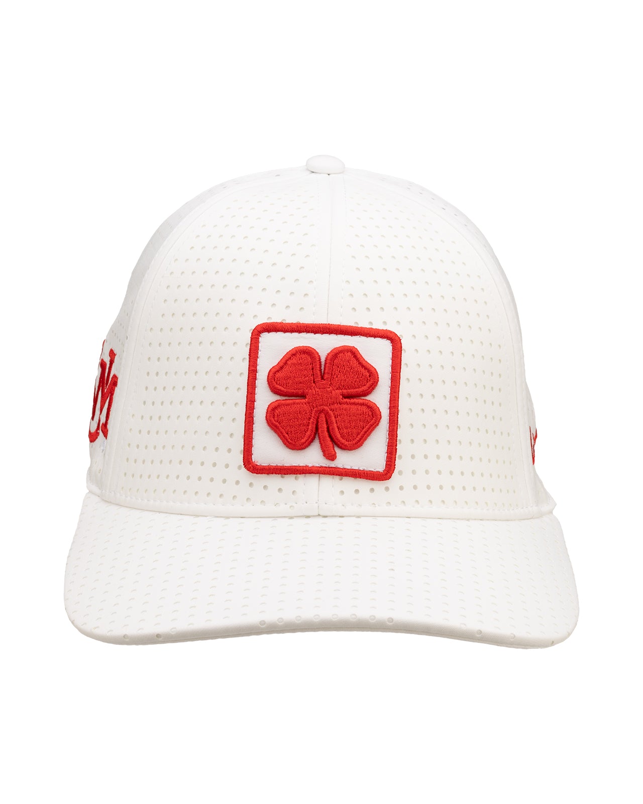 White perforated hat from Black Clover featuring New Mexico Lobos logo