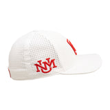 White perforated hat from Black Clover featuring New Mexico Lobos logo