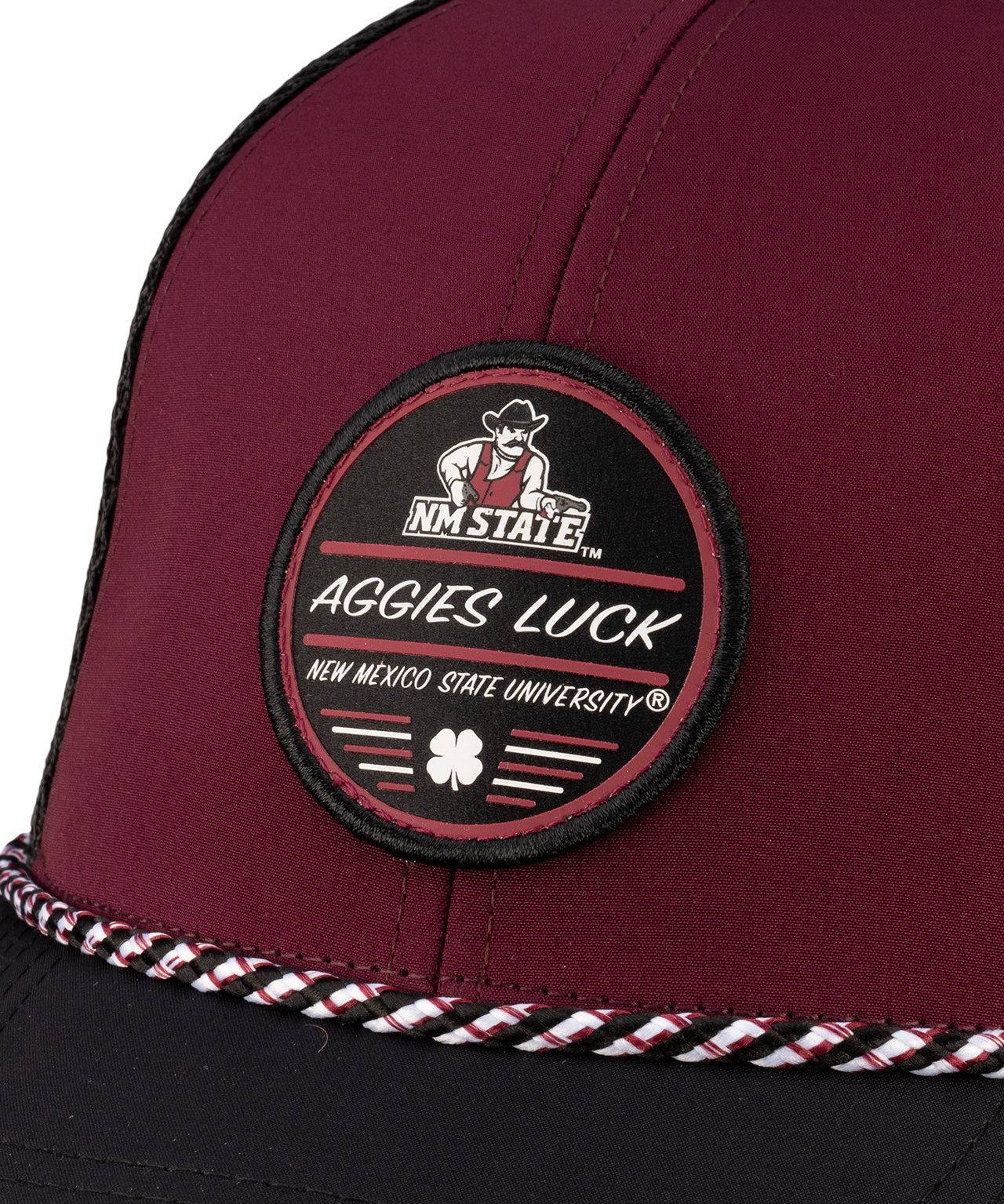 Maroon and black two tone rope hat from Black Clover featuring New Mexico State Aggies Logo