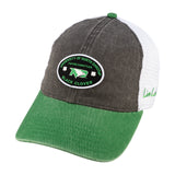 Grey and green two tone vintage style hat from Black Clover featuring North Dakota Fighting Hawks logo