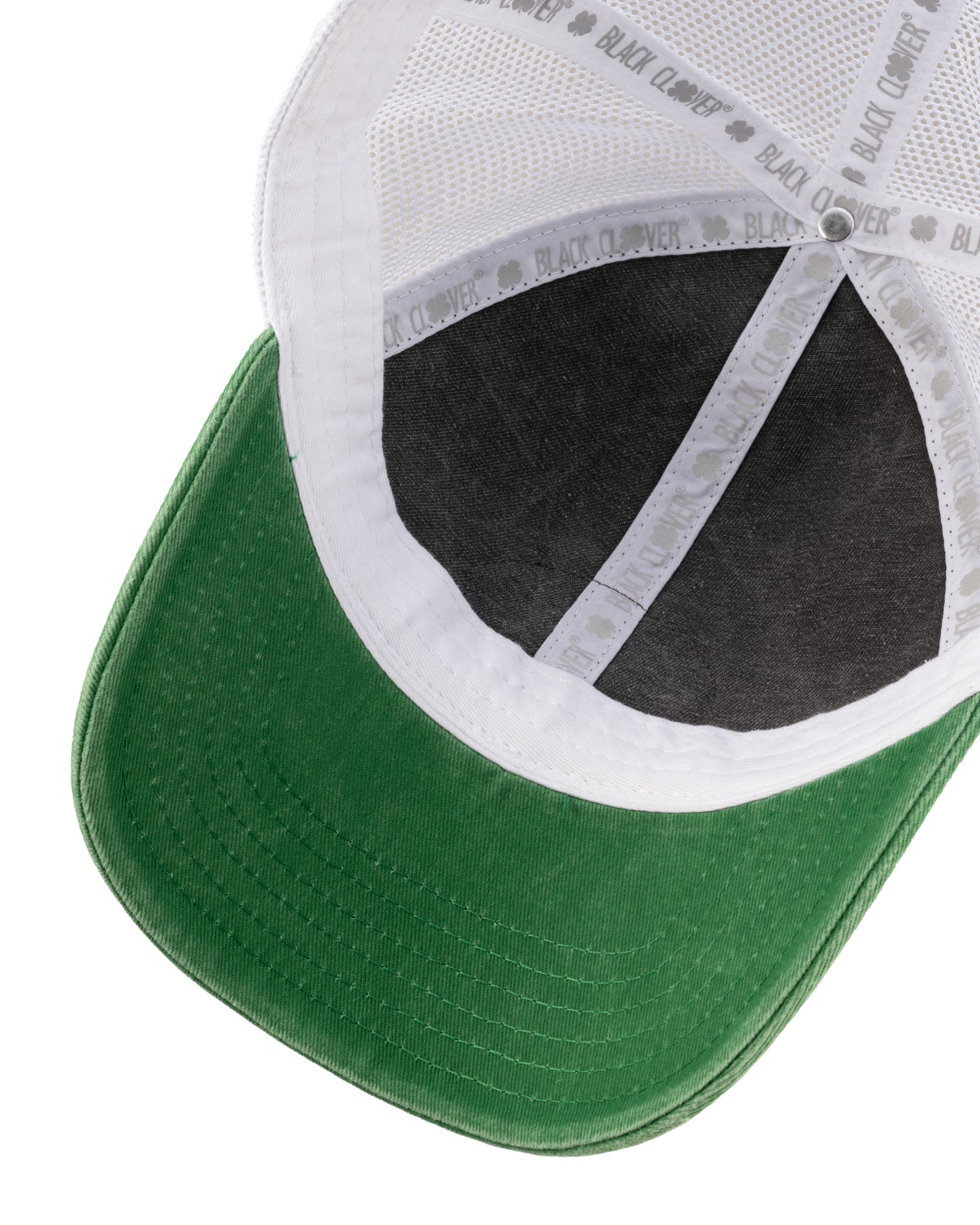 Grey and green two tone vintage style hat from Black Clover featuring North Dakota Fighting Hawks logo