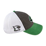 Grey and green two tone vintage style hat from Black Clover featuring North Dakota Fighting Hawks logo