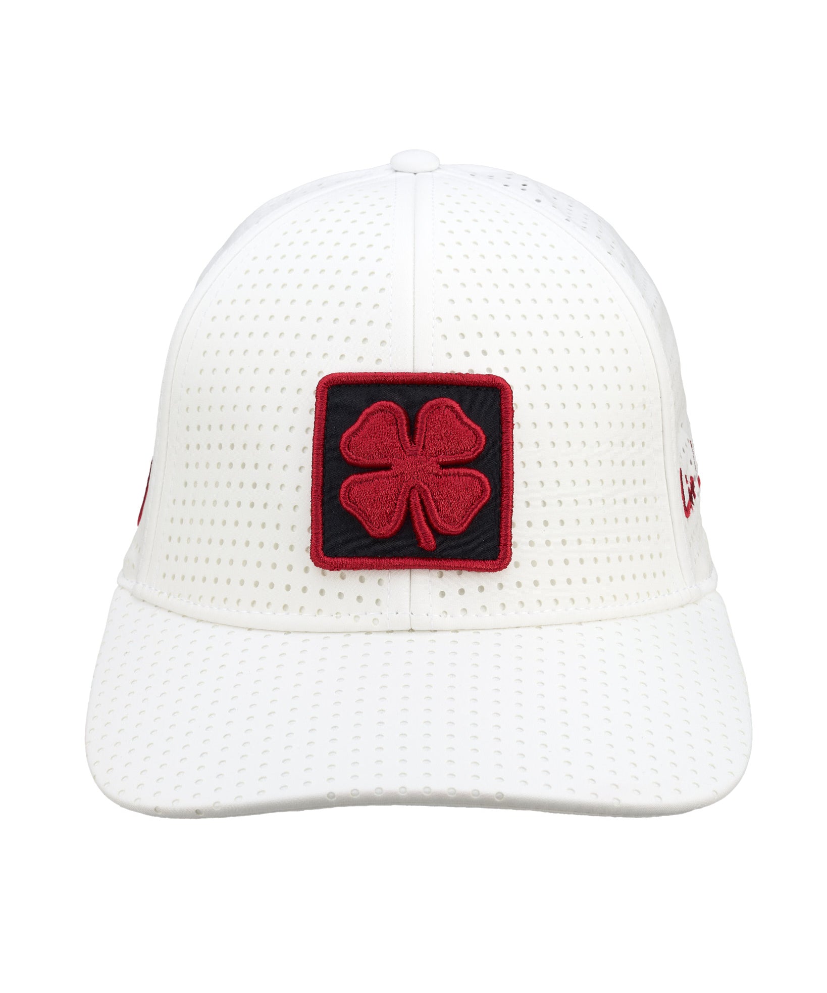 white perforated hat from Black Clover featuring University of Oklahoma logo