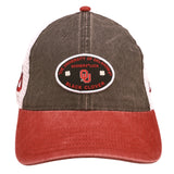 red and black two tone vintage style hat from Black Clover featuring University of Oklahoma logo