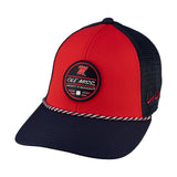 Red and navy two tone rope hat from Black Clover featuring Old Miss logo