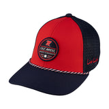 Red and navy two tone rope hat from Black Clover featuring Old Miss logo