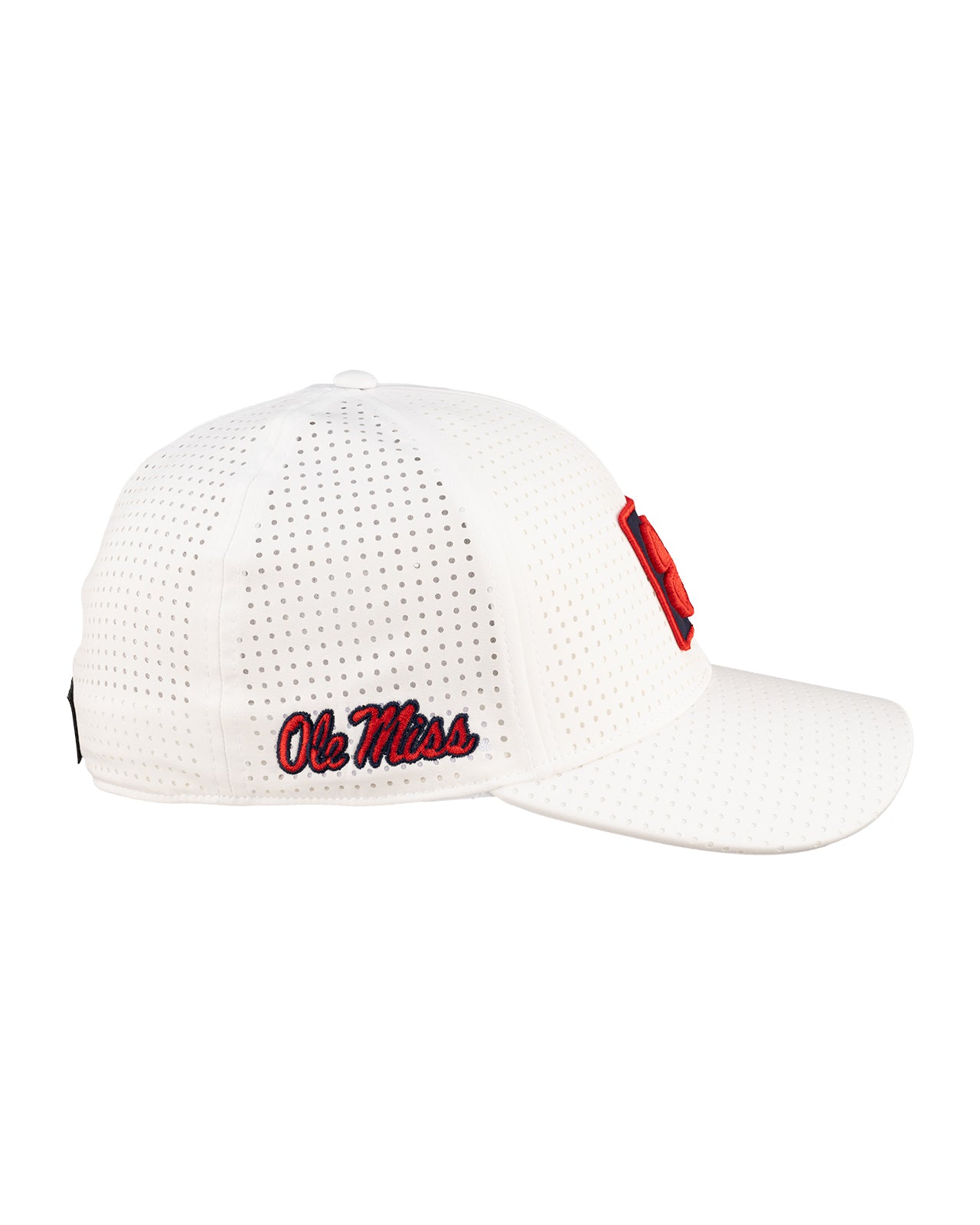 White perforated hat from Black Clover featuring Ole Miss logo