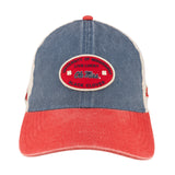 Blue and red two tone vintage style hat from Black Clover featuring Ole Miss logo