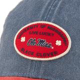 Blue and red two tone vintage style hat from Black Clover featuring Ole Miss logo