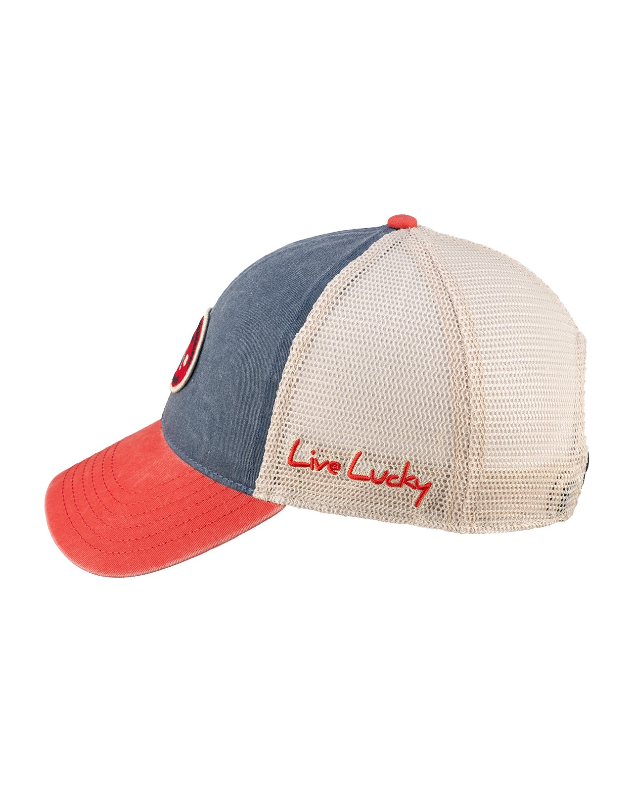 Blue and red two tone vintage style hat from Black Clover featuring Ole Miss logo