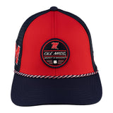 Red and navy two tone rope hat from Black Clover featuring Old Miss logo