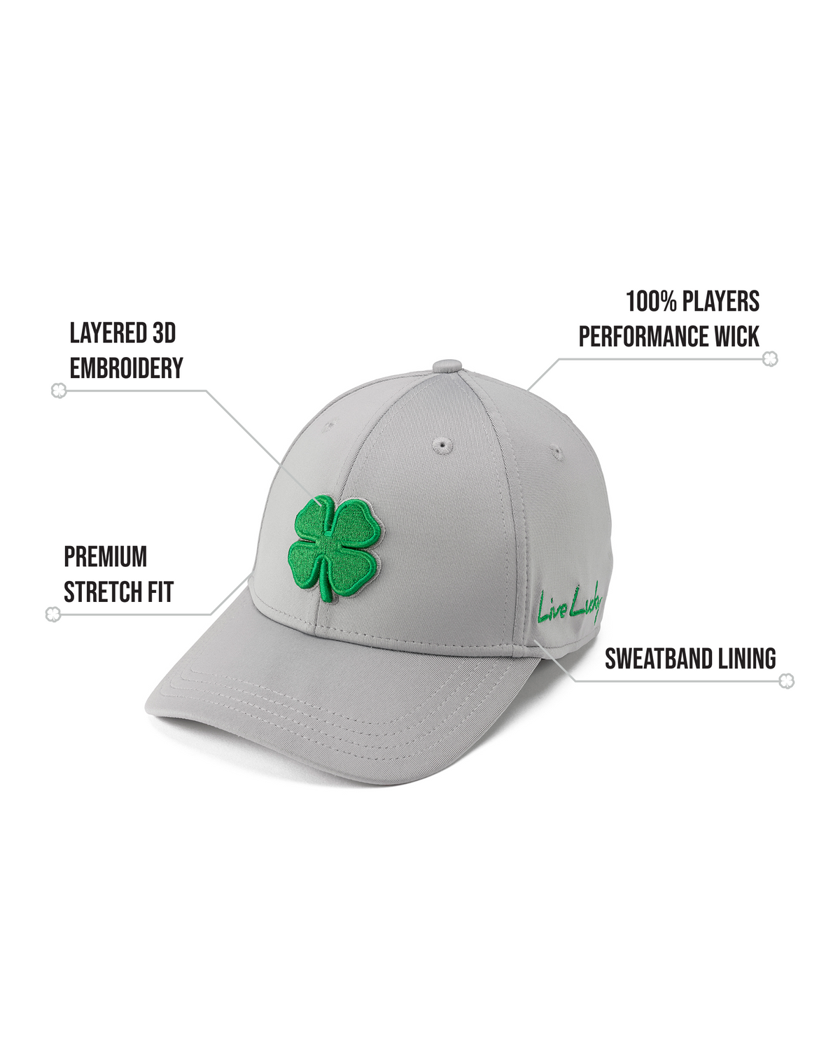 Unisex Grey Fitted Hat with Green Clover Icon | Black Clover Apparel