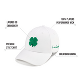 Premium Clover 16 White Fitted Performance Hat