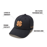Premium Clover 182 Black Fitted Performance Hat