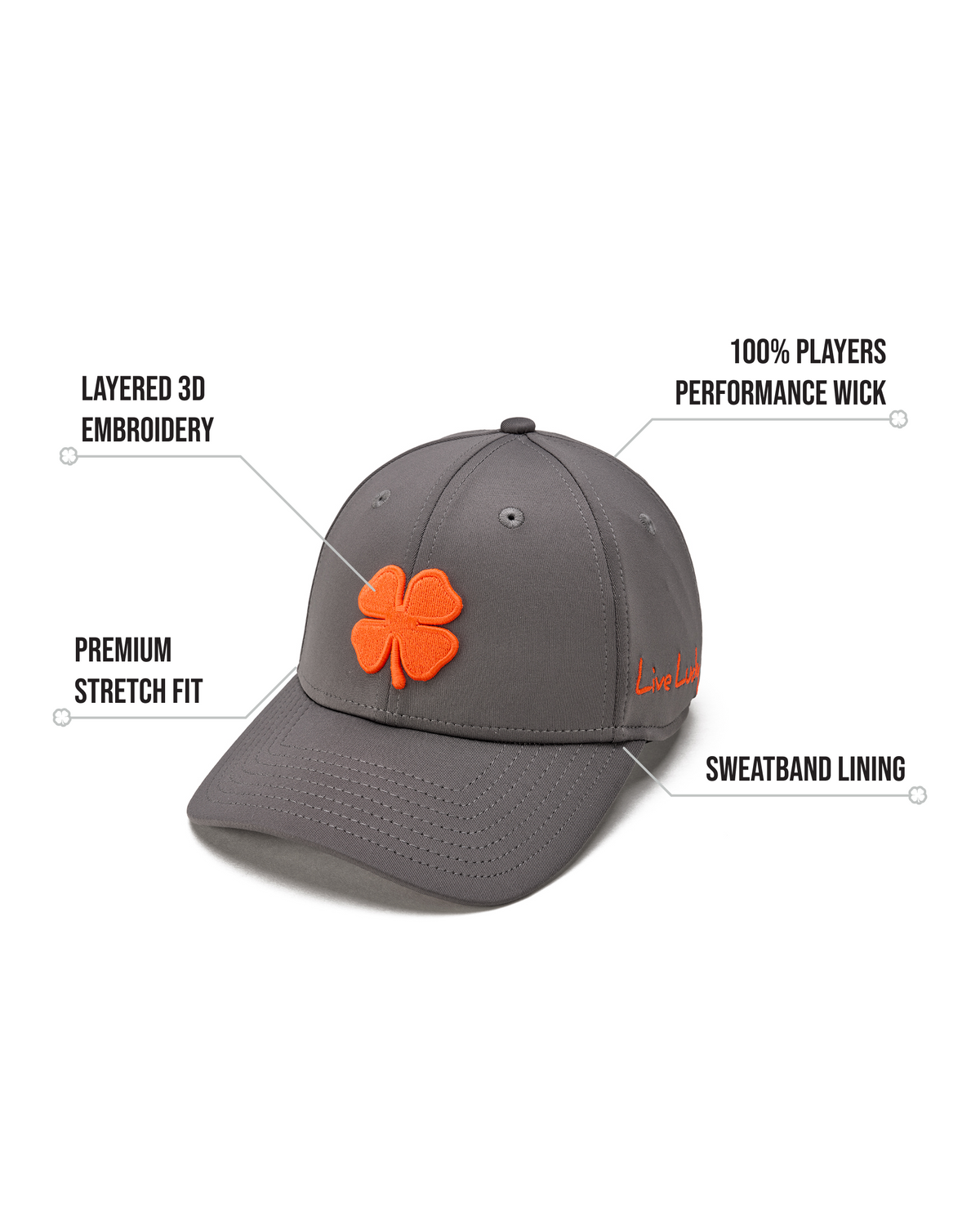 Dark Grey and Orange Premium Clover Hat for Golf and Lifestyle