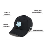 Premium Clover 187 Black Fitted Performance Hat