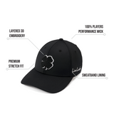 Premium Clover 2 Black Fitted Performance Hat