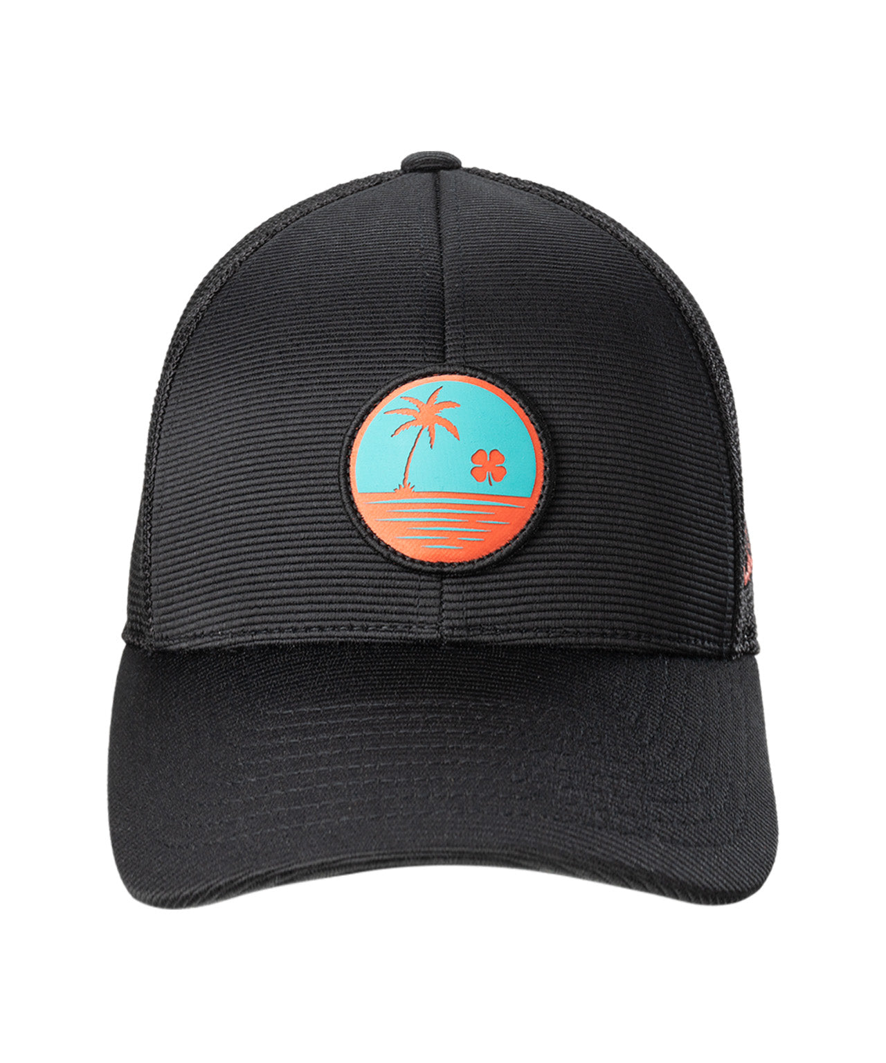 Black hat with icon of orange palm tree 