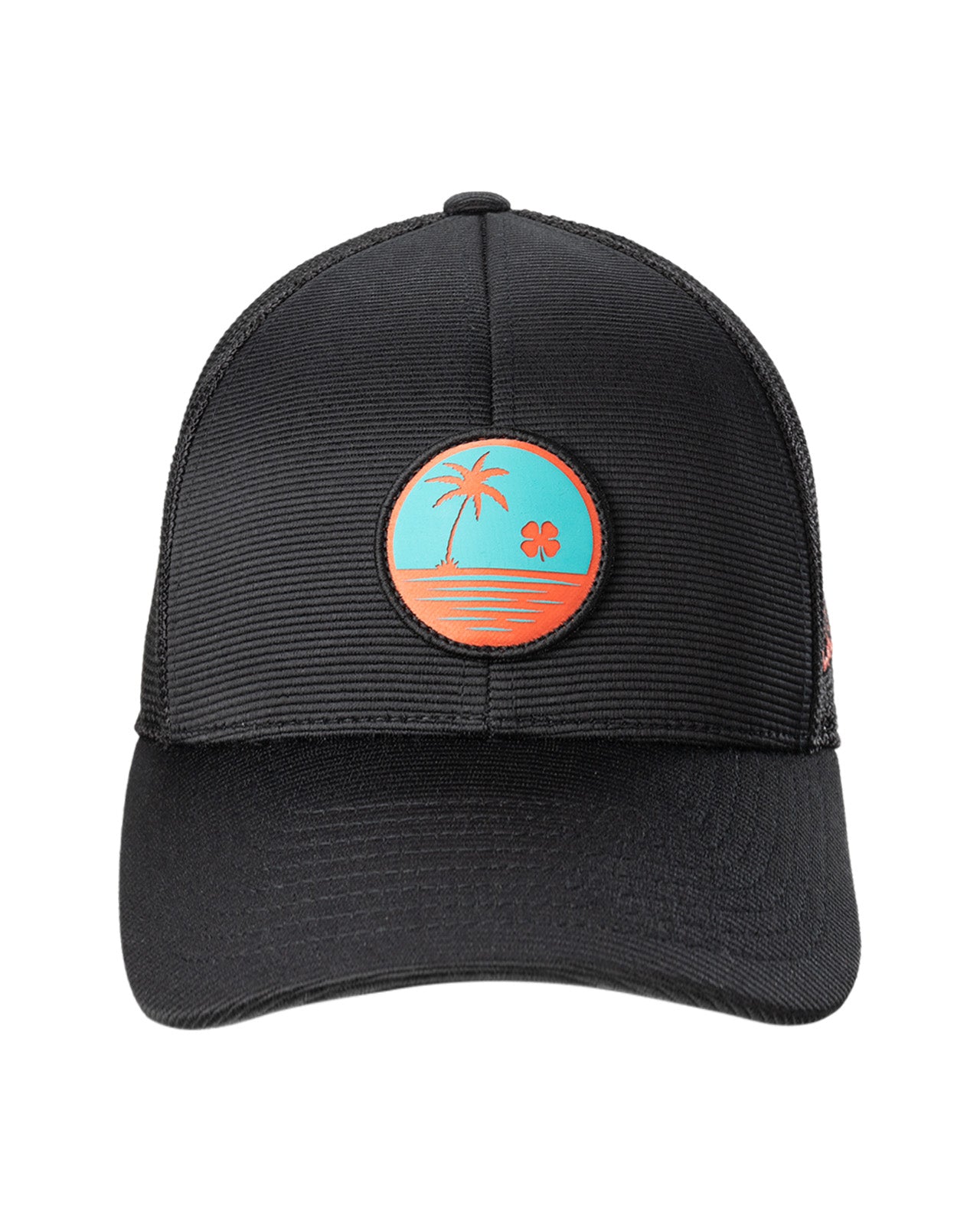 Black hat with icon of orange palm tree 