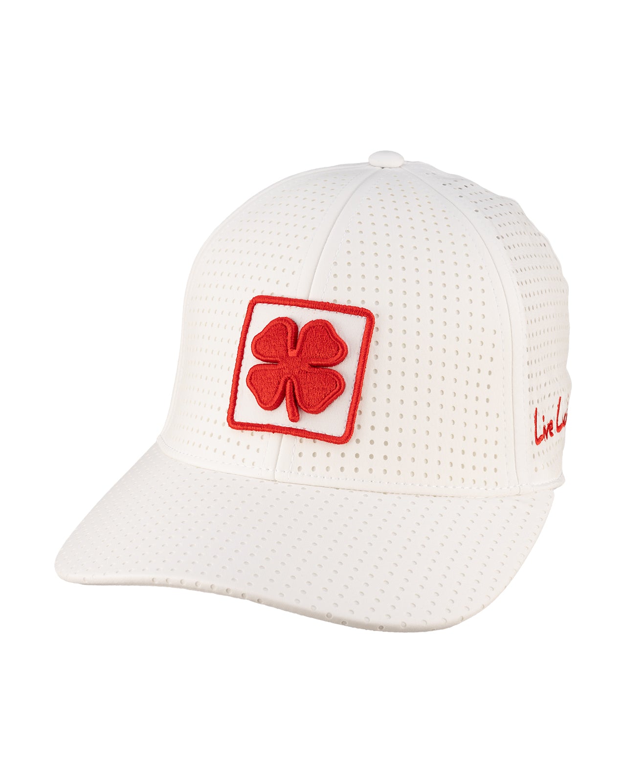 White perforated hat from Black Clover featuring Rutgers Scarlet Knights Logo