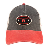 Red and black two tone vintage style hat from Black Clover featuring Rutgers Scarlet Knights Logo