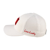 White perforated hat from Black Clover featuring South Dakota Coyotes logo