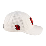 White perforated hat from Black Clover featuring South Dakota Coyotes logo