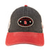 Red and black two tone vintage style hat from Black Clover featuring South Dakota Coyotes logo