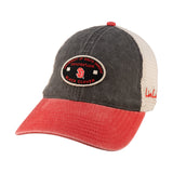 Red and black two tone vintage style hat from Black Clover featuring South Dakota Coyotes logo