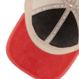 Red and black two tone vintage style hat from Black Clover featuring South Dakota Coyotes logo