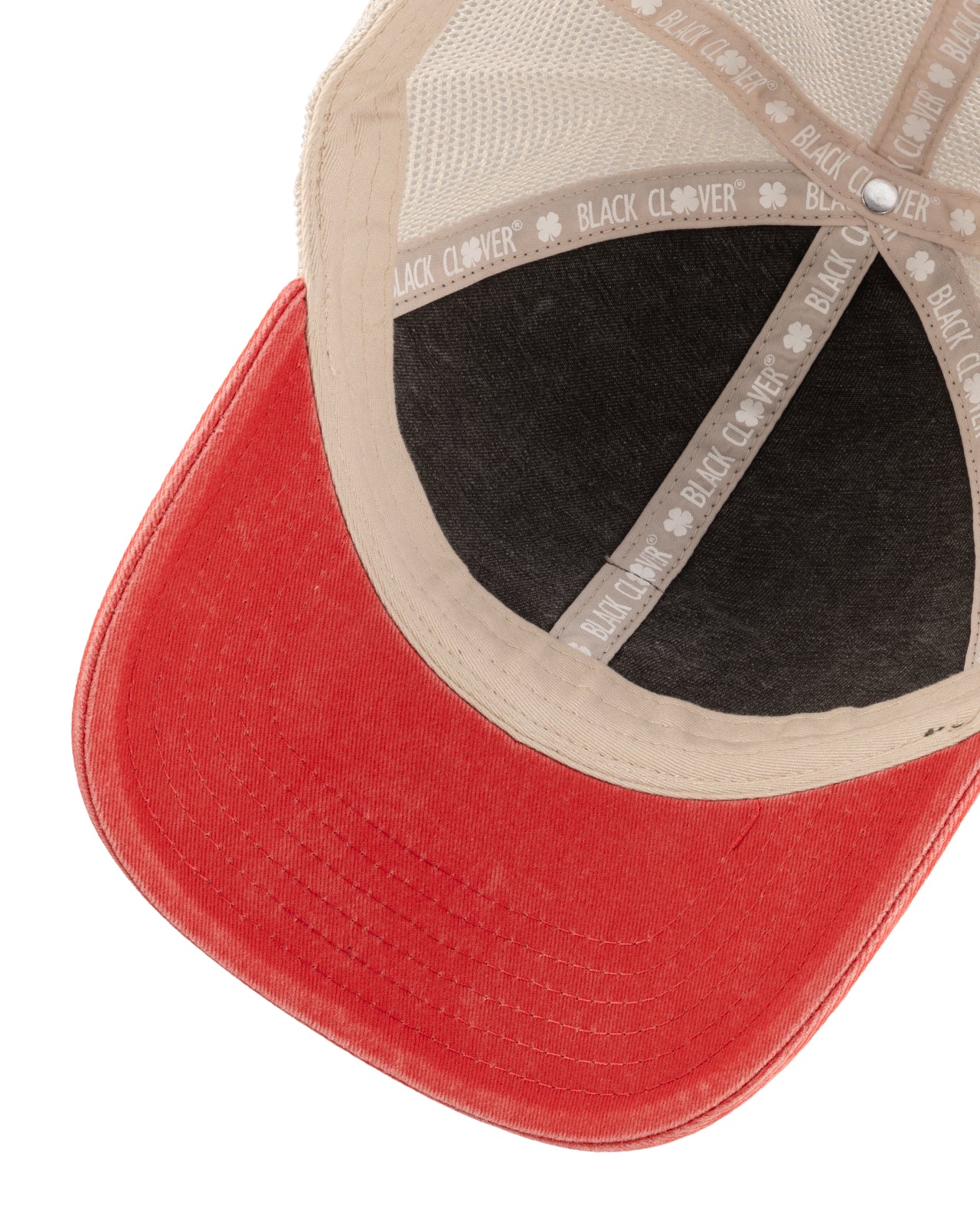 Red and black two tone vintage style hat from Black Clover featuring South Dakota Coyotes logo