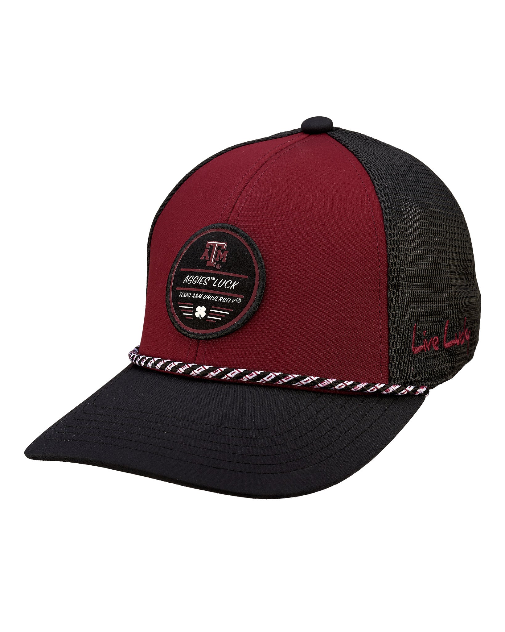 Red and Black two tone rope hat from Black Clover featuring Texas A&M Aggies logo