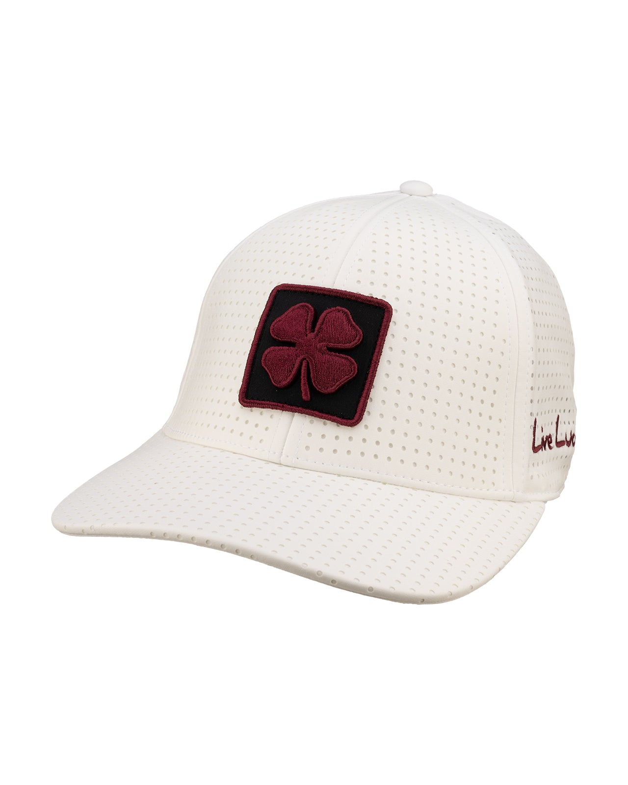 White perforated hat from Black Clover featuring Texas A&M Aggies logo