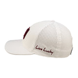 White perforated hat from Black Clover featuring Texas A&M Aggies logo