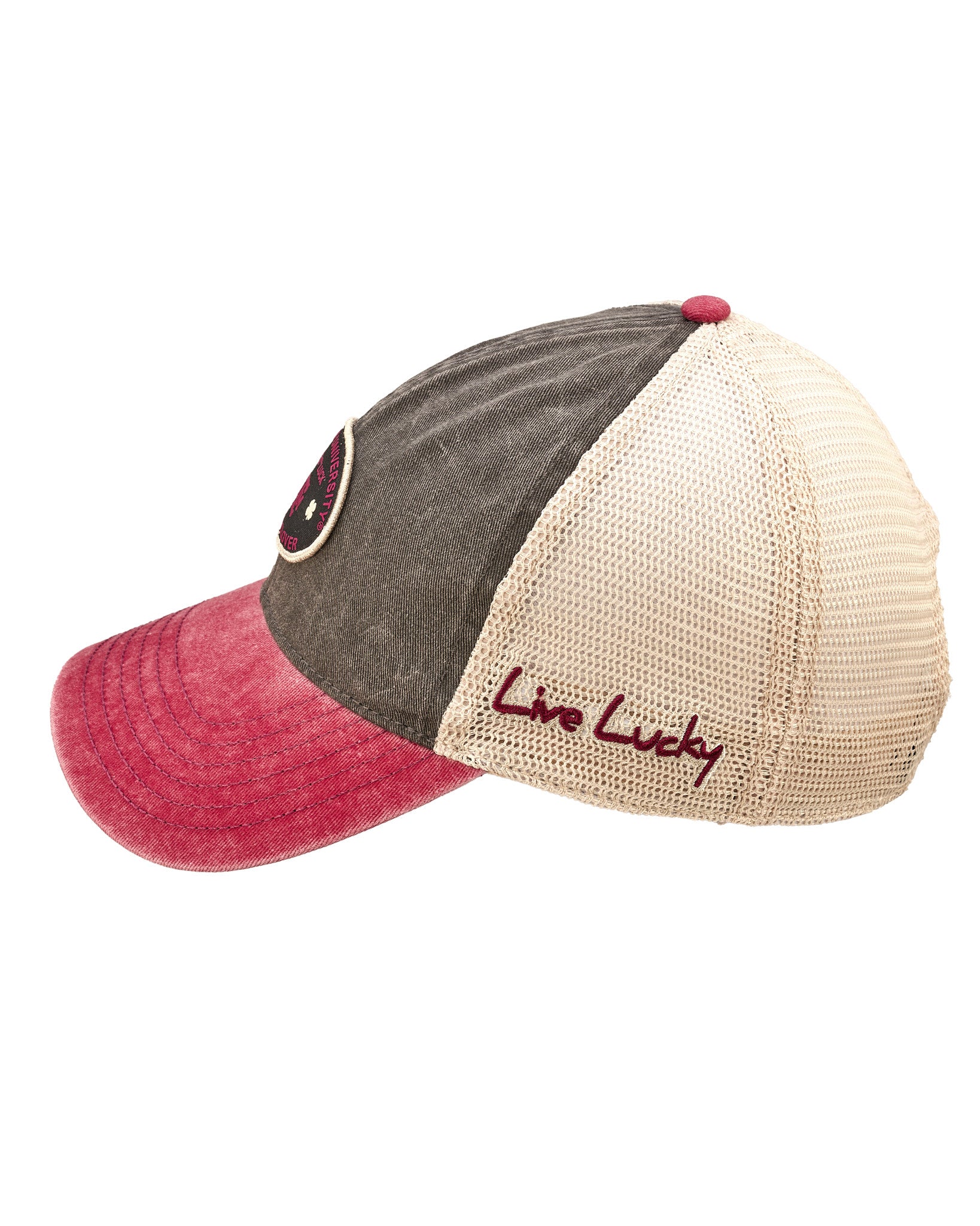 Red, grey, and white two tone vintage style hat from Black Clover featuring Texas A&M Aggies logo