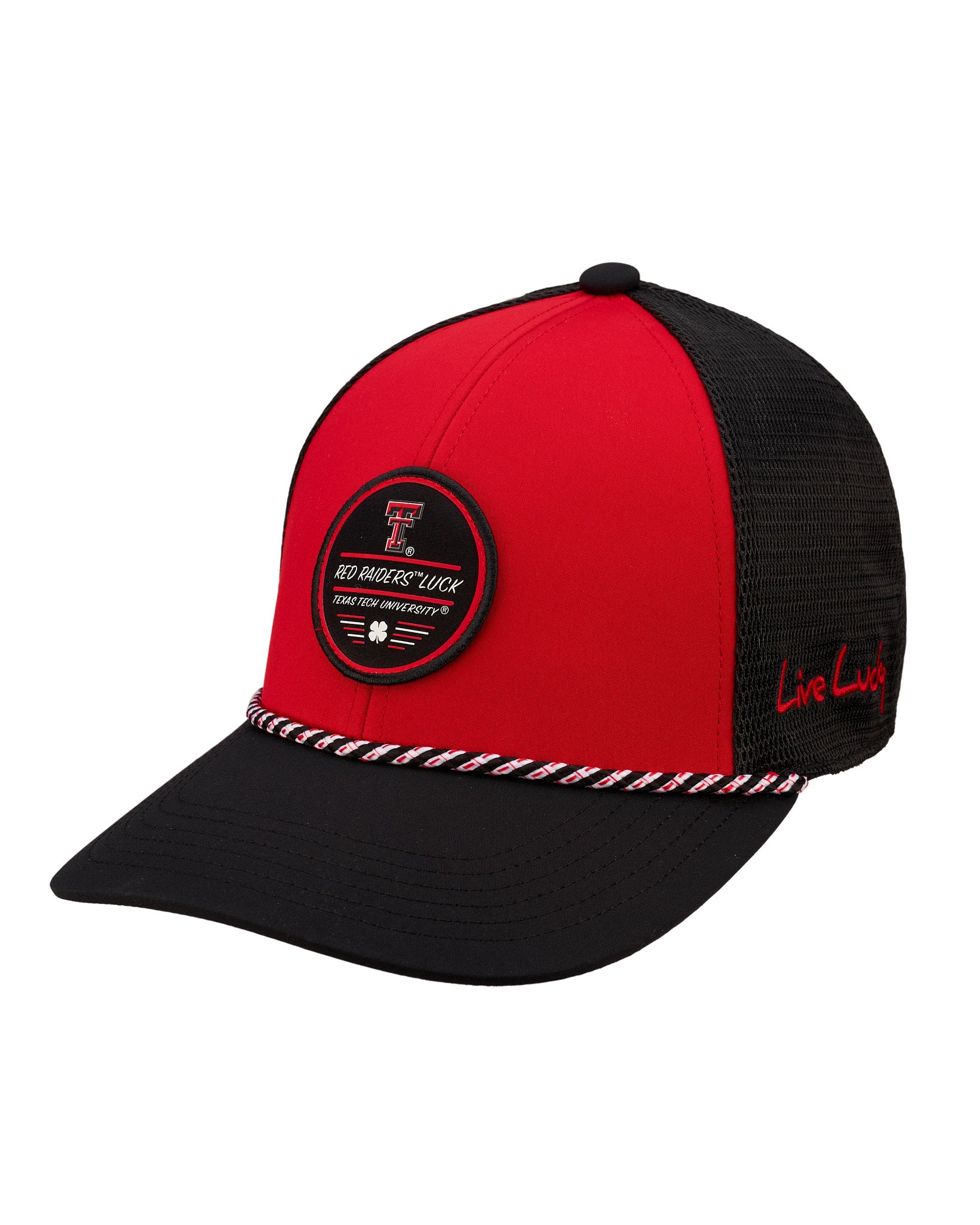 Red and Black two tone rope hat from Black Clover featuring Texas Tech Red Raiders logo