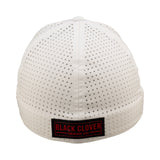 White perforated hat from Black Clover featuring Texas Tech Red Raiders logo