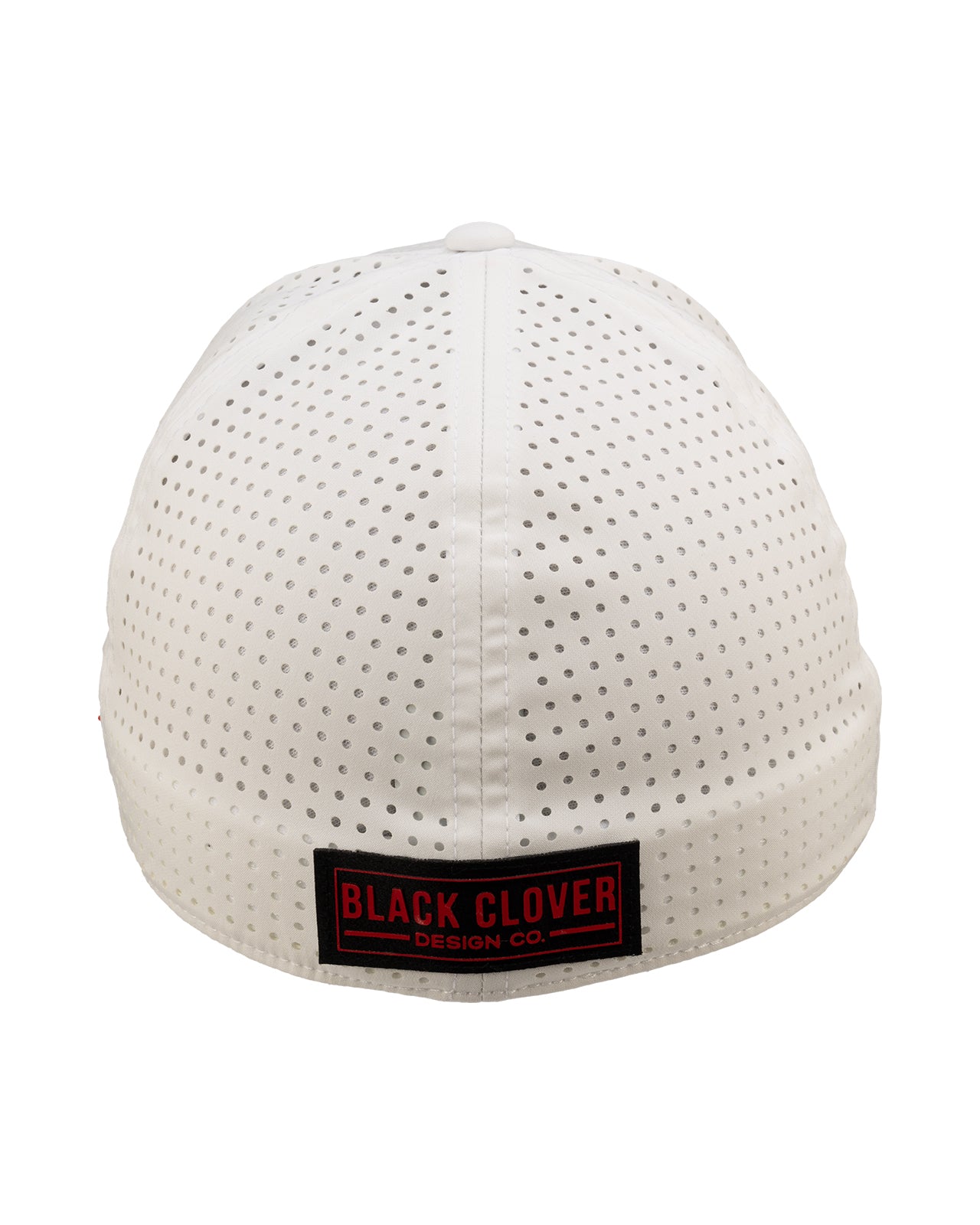 White perforated hat from Black Clover featuring Texas Tech Red Raiders logo