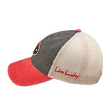 Red, grey, and white two tone vintage style hat from Black Clover featuring Texas Tech Red Raiders logo